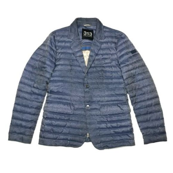 313 Outwear Addicted Tre Uno Tre Mens Duck Down Blazer Jacket Size 38 Blue